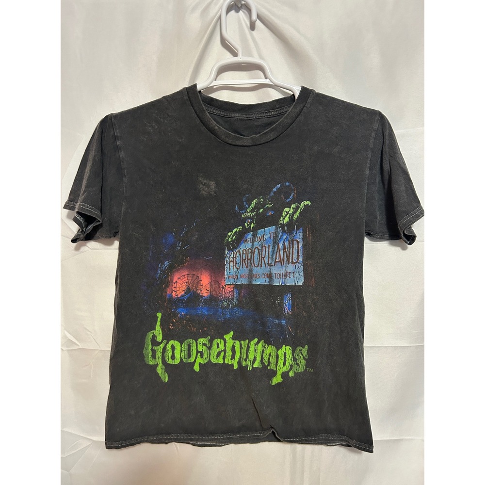 Goosebumps Horrorland Shirt Distressed Faded Black Graphic Tee Adult